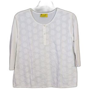 City Girl White Circle Embroidered Top Womens S